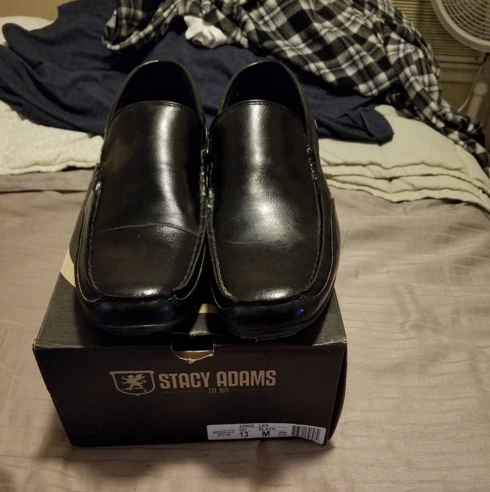 Men's black leather slip-ons